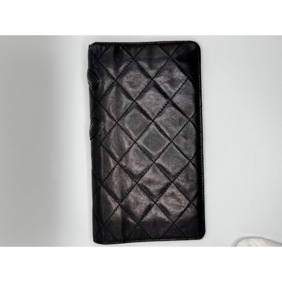 Chanel Black Quilted Leather CC Logo Wallet With Card Slots COA‎ - Picture 1 of 16